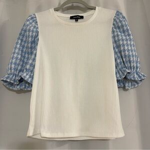 Lea and Viola Houndstooth Sleeve Blouse